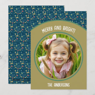 Cute deer with Christmas trees and snowflakes Holiday Card