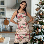 Cute Deer with Red Bow | Pink Christmas  Apron<br><div class="desc">Get festive in the kitchen with this Cute Deer with Red Bow Neutral Christmas Apron. Featuring an adorable deer adorned with a vibrant red bow against a neutral background, this apron adds a whimsical touch to your holiday cooking and baking. Made from durable, easy-to-clean fabric, it's perfect for preparing holiday...</div>