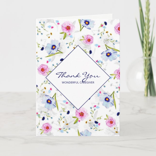 Cute Delicate Flowers Thank You Card (Front)