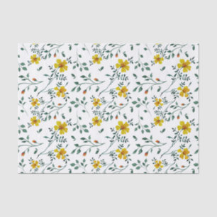 Cute Delicate Yellow Spring Flowers Pattern Tissue Paper