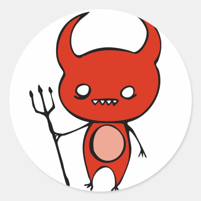 Cute Demon Classic Round Sticker (Front)