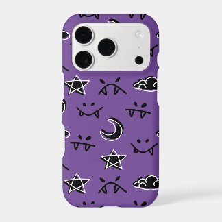 Cute Demon faces night moon star and cloud purple