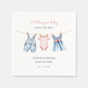 Cute Denim Blue Jean Girl Baby Shower Napkin