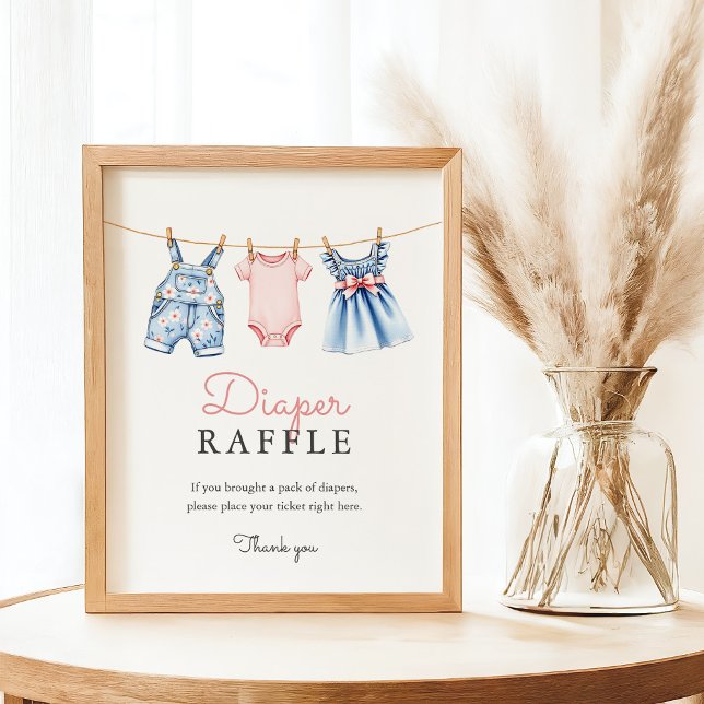 Cute Denim Blue Jean Girl Diaper Raffle Game Poster (Creator Uploaded)