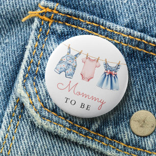 Cute Denim Blue Jean Girl Mommy To Be 3 Inch Round Button