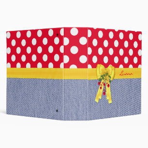 Cute Denim & Polka Dot Custom Binder