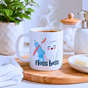 Cute Dental Floss Boss Coffee Mug