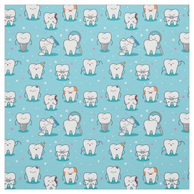 Cute Dental Pattern Fabric (Swatch)