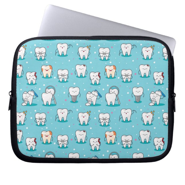 Cute Dental Pattern Laptop Sleeve (Front)