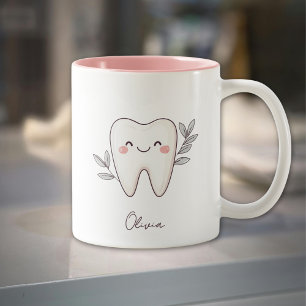 Cute Dental Personalized Pink 11 oz Two-Tone Coffee Mug