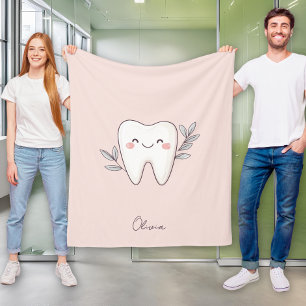 Cute Dental Personalized Pink Fleece Blanket