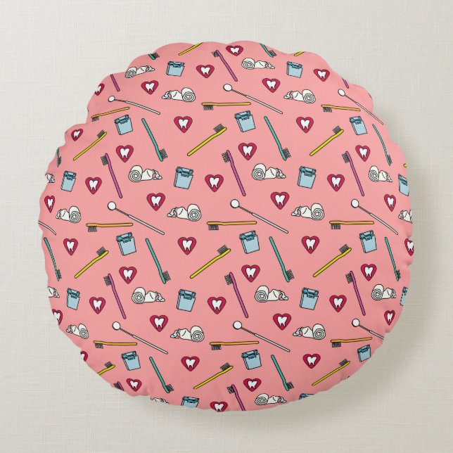 Cute Dental Round Pillow (Front)