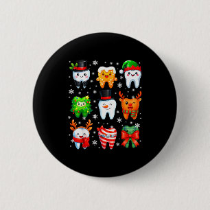 Cute Dental Tooth Snowman Christmas Xmas Men Women 2 Inch Round Button