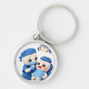 Cute Dentist Baby Round Keychain