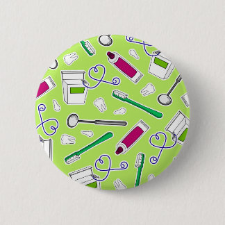 Cute Dentist / Dental Hygienist Love Green Purple 2 Inch Round Button