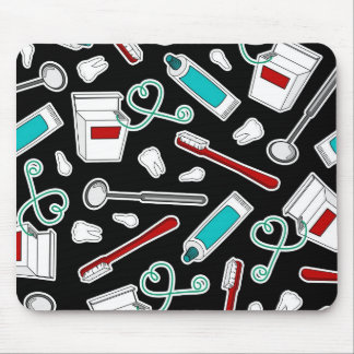 Cute Dentist / Dental Hygienist Print Black Mouse Pad