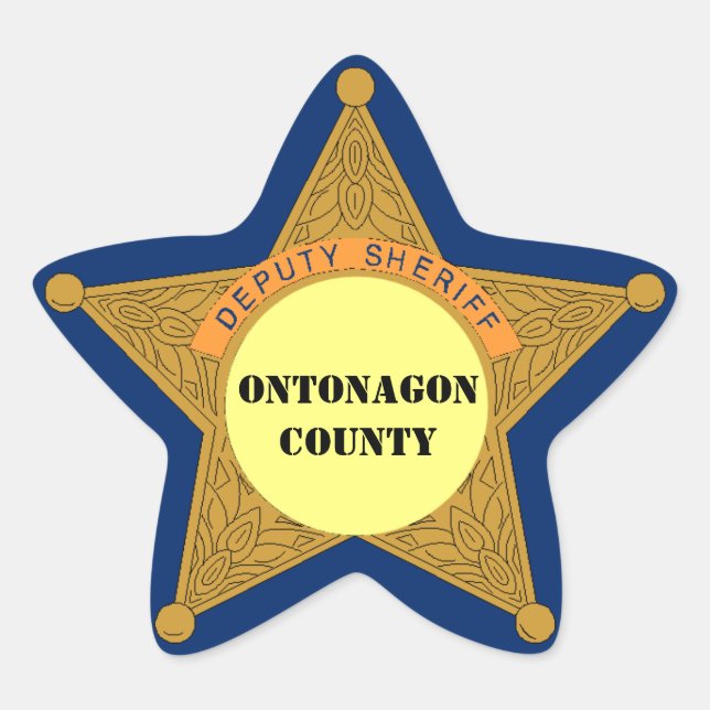 Cute Deputy Sheriff Badge personalize your county Star Sticker (Front)