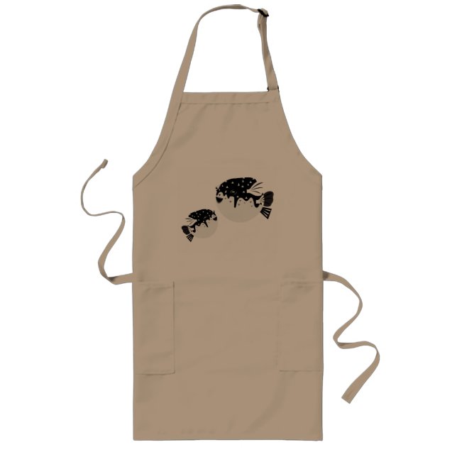 Cute Derpy Pufferfish Illustration  Long Apron (Front)