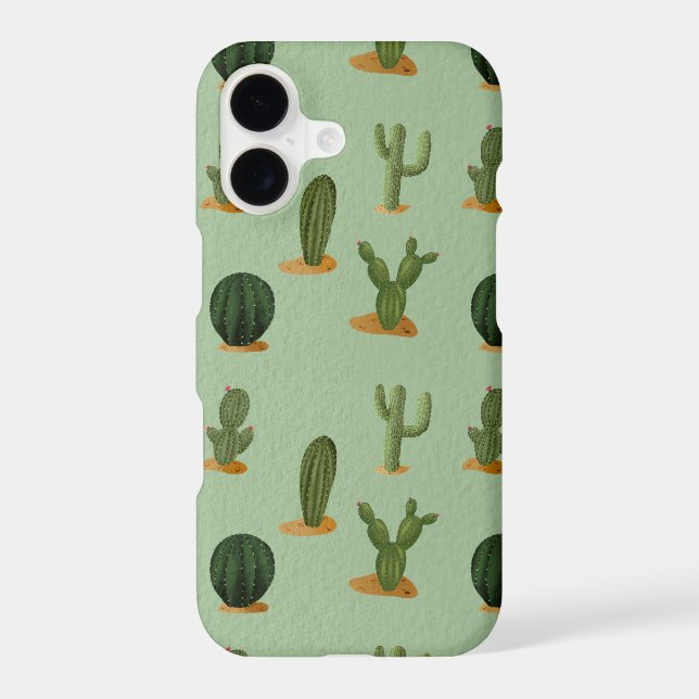 Cute Desert Cactus Pattern Sage Green iPhone Case (Back)