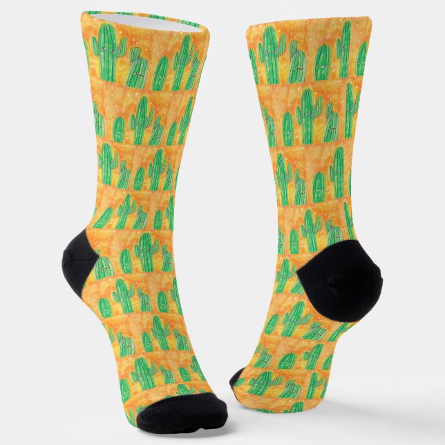 Cute Desert Cactus Socks (Angled)