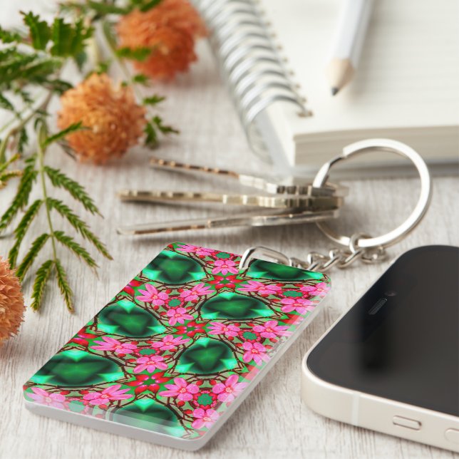 Cute Desert Rose Pattern Keychain (Front Right)