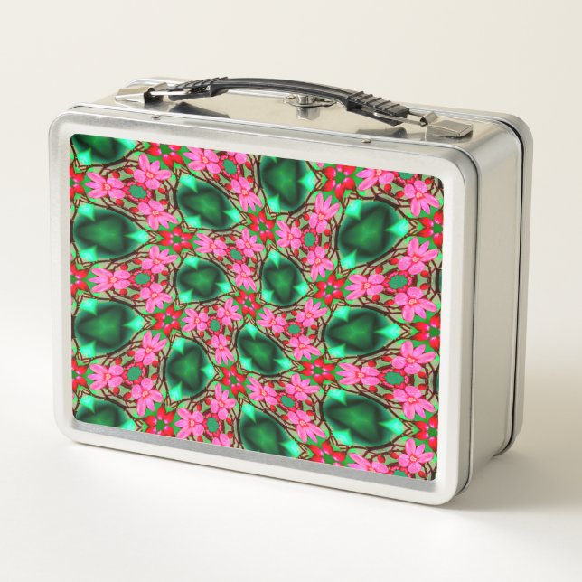 Cute Desert Rose Pattern Metal Lunch Box (Back)