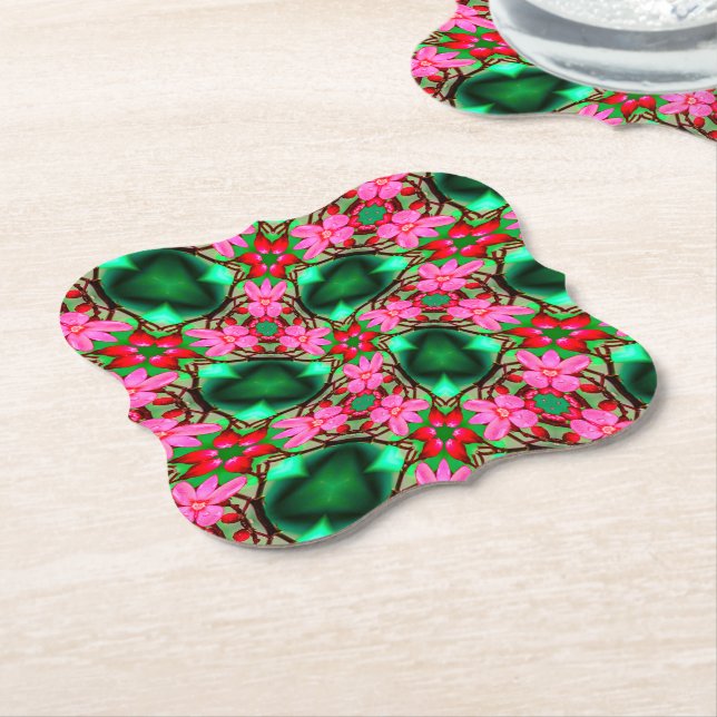 Cute Desert Rose Pattern Paper Coaster (Angled)
