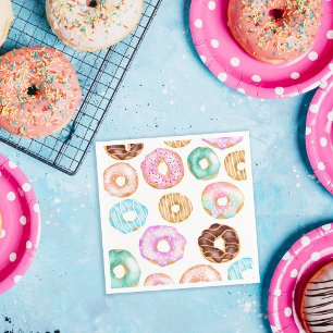 Cute desert sweet doughnuts illustration pattern napkin