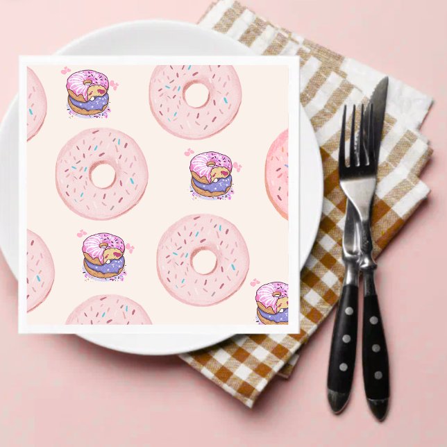 Cute desert sweet doughnuts illustration pattern  napkin (Creator Uploaded)