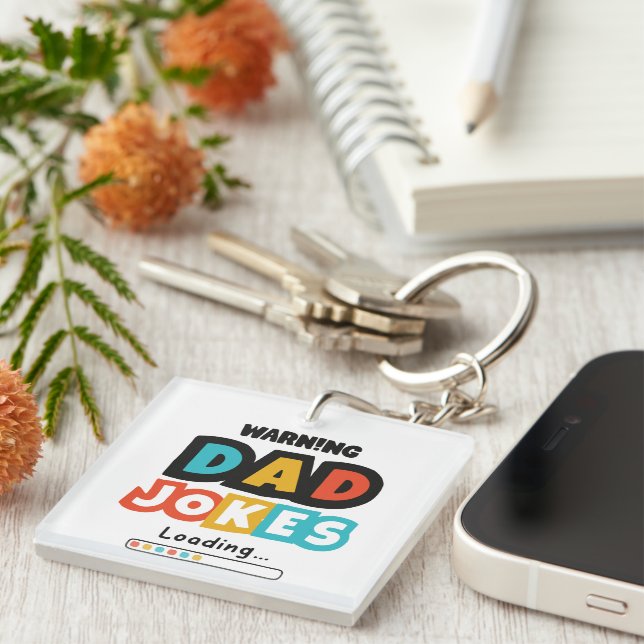 Cute Design Dad Jokes Loading For Father's Day Keychain (Front Right)