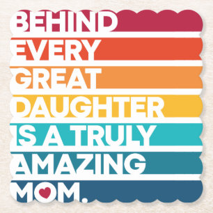 Cute Design Expression Text for Mother's Day Paper Coaster