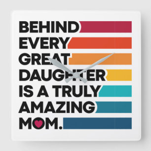 Cute Design Expression Text for Mother's Day Square Wall Clock