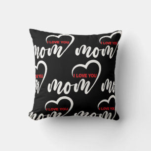 Cute Design Text I Love You Mom for Mothers day Th Throw Pillow