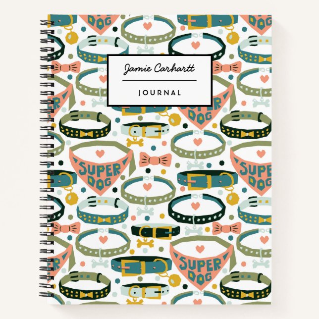 Cute Designer Dog Collar Customizable Notebook (Front)