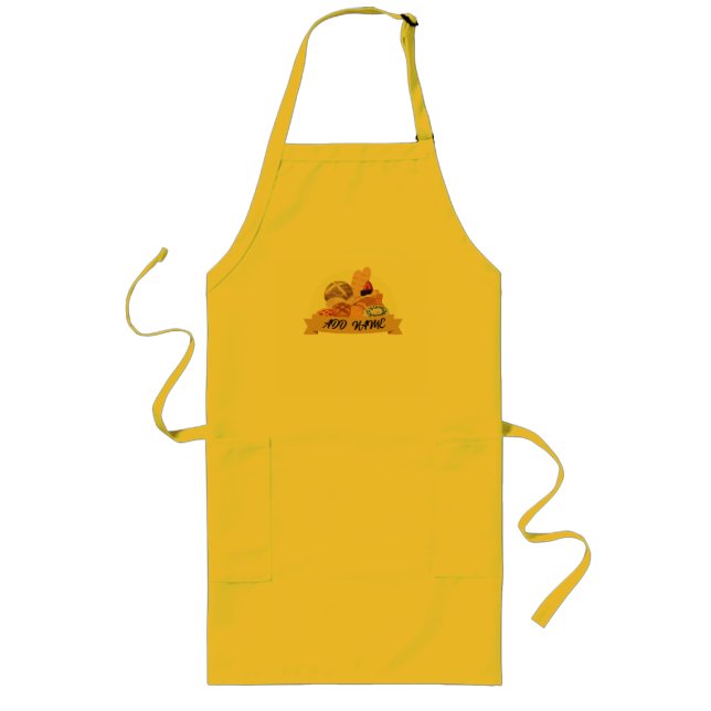 Cute dessert Bread baking bakery custom name Long Apron (Front)