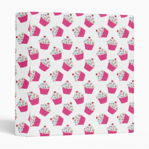 Cute Dessert Bright Pink Cupcake Pattern Binder
