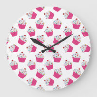 Cute Dessert Bright Pink Cupcake Pattern