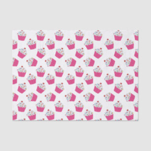 Cute Dessert Bright Pink Cupcake Pattern Tissue Paper