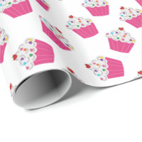 Cute Dessert Bright Pink Cupcake Pattern