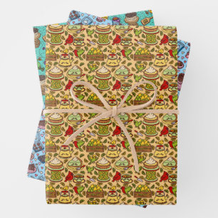 Cute dessert-inspired patterns wrapping paper