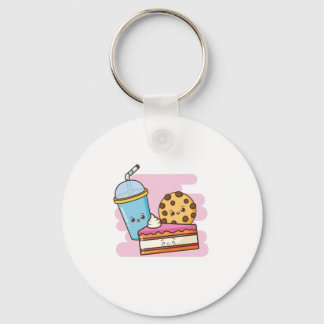 Cute Dessert Trio – Cake, Cookie, and Drink Keychain