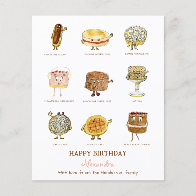 cute desserts birthday personalized budget flyer (Front)