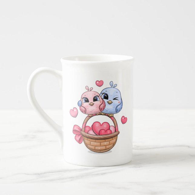 Cute dessin oiseau couple Spécialité Mug (Gauche)