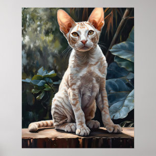 Cute Devon Rex Cat Art Print Poster