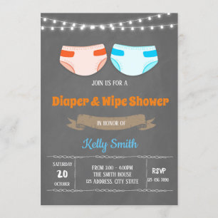 Cute diaper shower party invitation