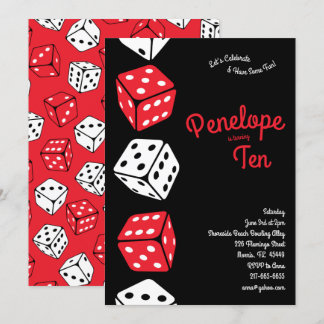Cute Dice Games Kids Birthday Party Invitation