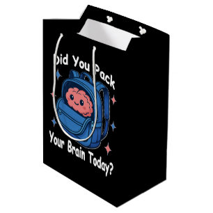 Cute “Did You Pack Your Brain Today?” Brain Pun Medium Gift Bag