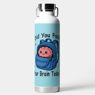 Cute “Did You Pack Your Brain Today?” Brain Pun Water Bottle