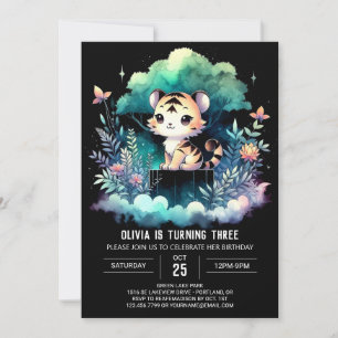 Cute Digital Tiger Birthday Invitation