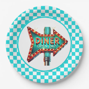 Cute Diner retro party  Paper Plate